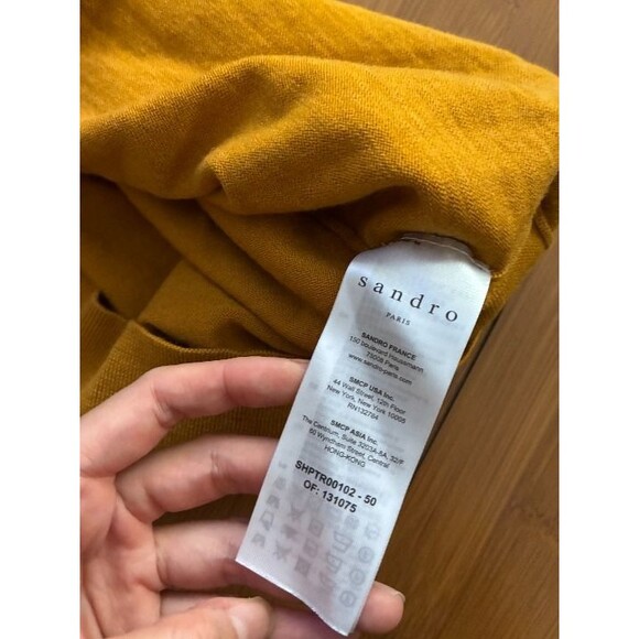 SANDRO PARIS Women's Designer Pullover Sweater Medium Yellow Long Sleeve - Picture 4 of 6